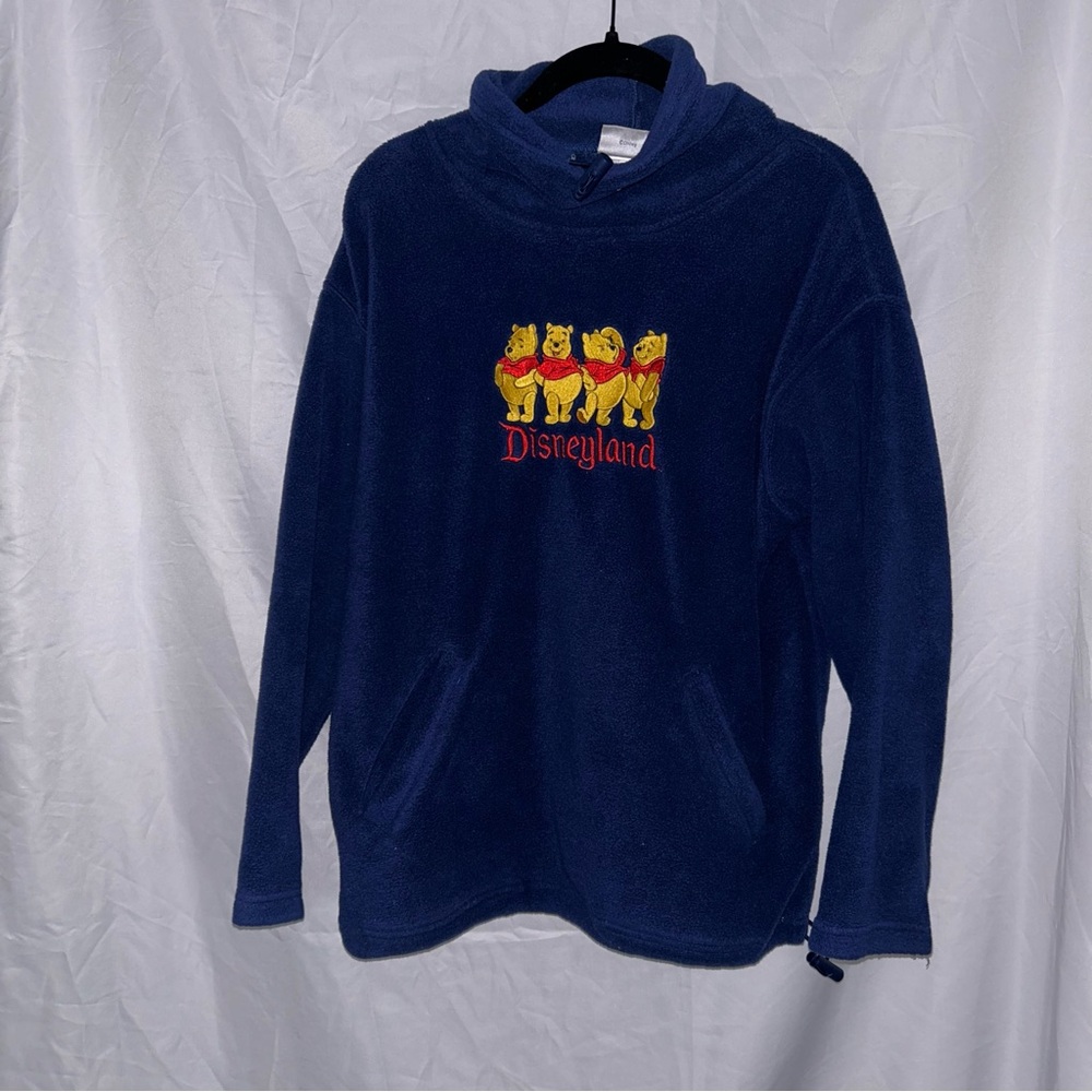 VTG Walt Disney World Blue Winnie the Pooh Fleece Sweater Disneyland - Picture 1 of 5